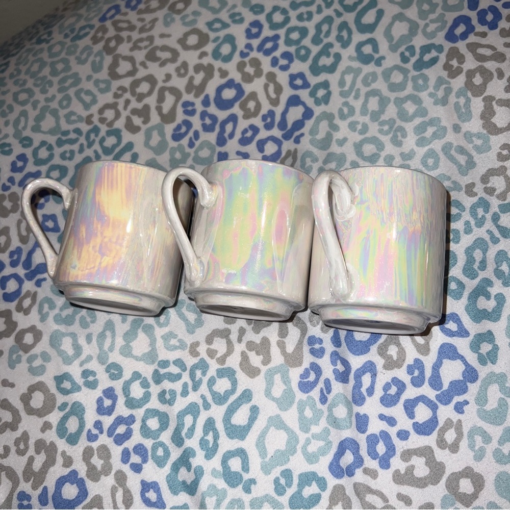 3 New Translucent Espresso Coffee Cups Porcelain Stackable - American Atelier